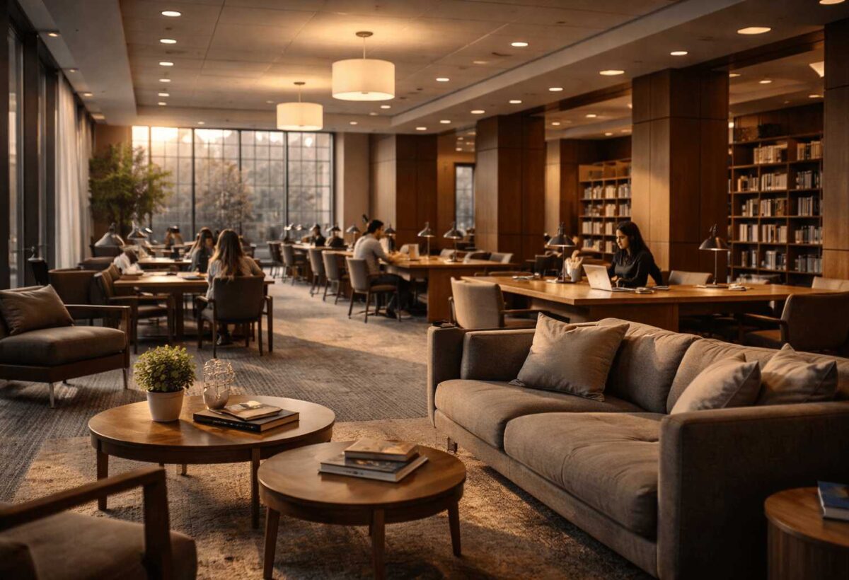 Design de Interiores Faculdade desta belíssima biblioteca.