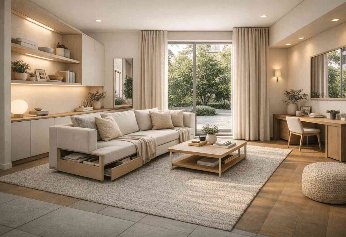 Design de Interiores para Ambientes Pequenos bem iluminada desta linda sala de estar