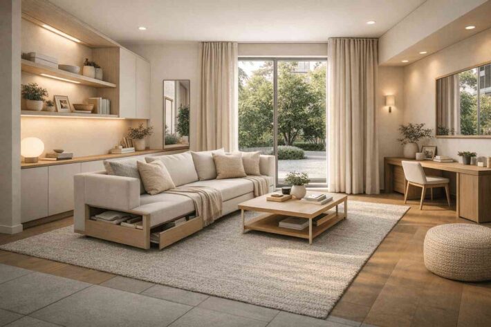 Design de Interiores para Ambientes Pequenos bem iluminada desta linda sala de estar